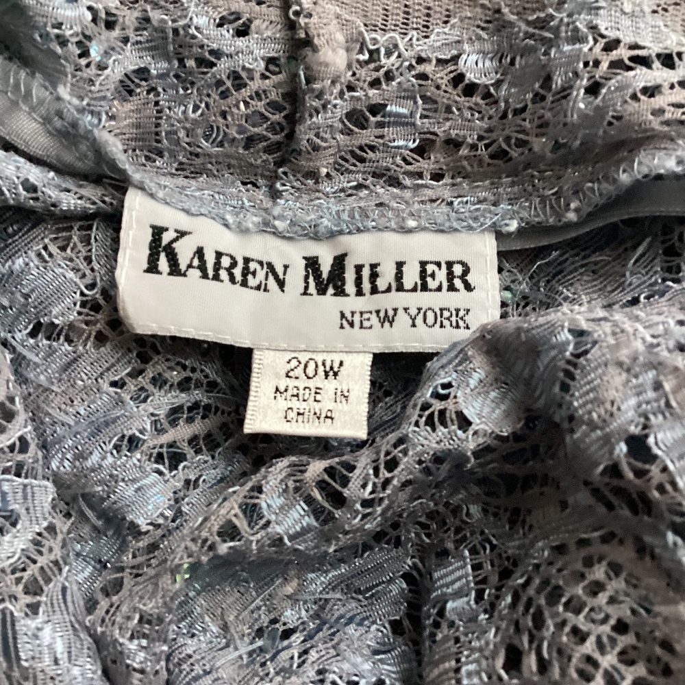 VTG 80-S KAREN MILLER  PLUS 20W SPECIAL EVENT BLUE LACE CARDIGAN BEADS S… - Picture 11 of 13